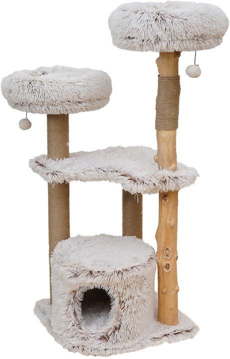 Ebi kradsestolpe marseille langt hår plys beige 49 x 49 x 122 cm - kat