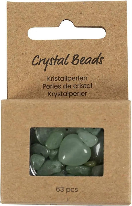 Creativ firma krystalperler, aventurin, d 7-12 mm, hulstørrelse 1 mm, ca. 63 styk, grøn, 63 styk 1 æske