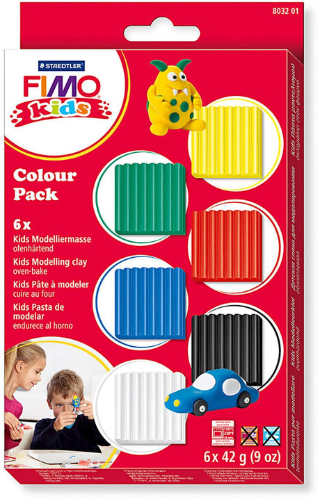 Fimo kids - ovnhærdende modellervoks - farvepakke basic (6 x 42g)