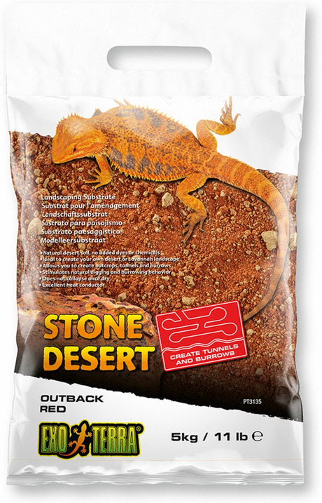 Exo terra - bodembedekking - reptielen - stone desert substraat outback red 5kg - 35x20x6cm rood - 1st