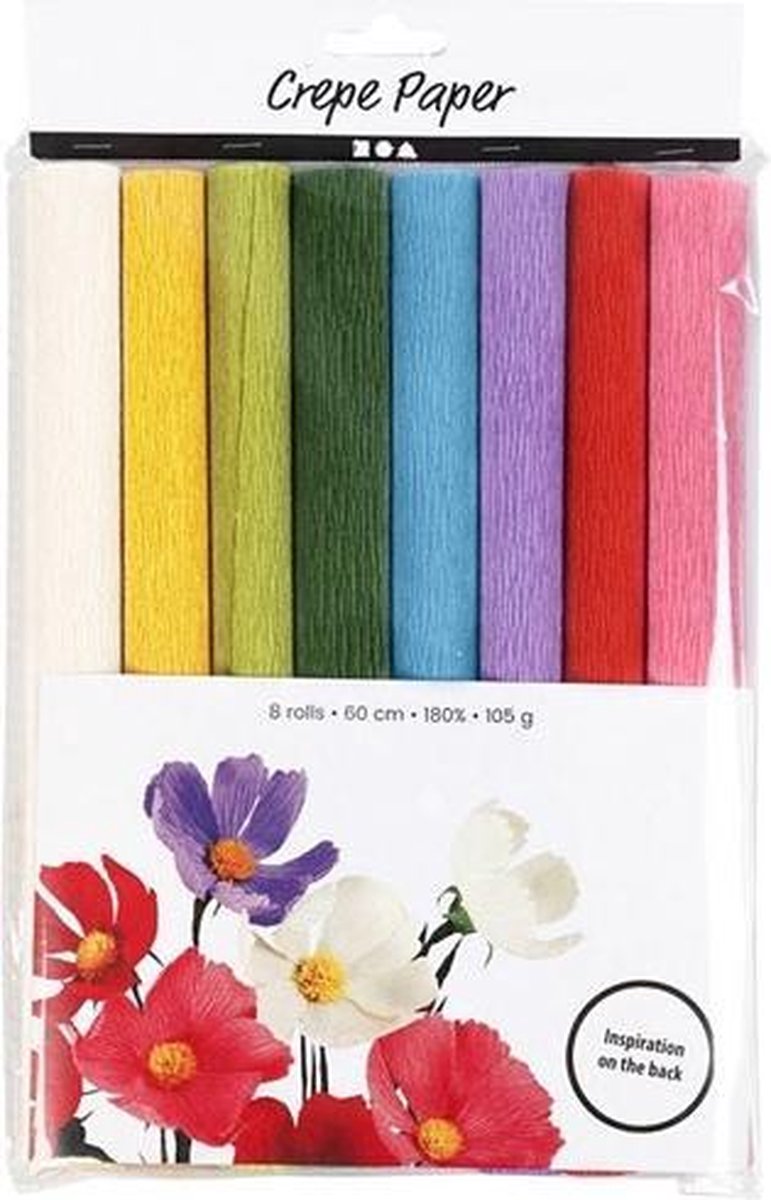 Creativ firma crepe papir basis nuancer 8 stk 25x60 cm