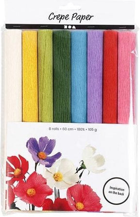 Creativ firma crepe papir basis nuancer 8 stk 25x60 cm