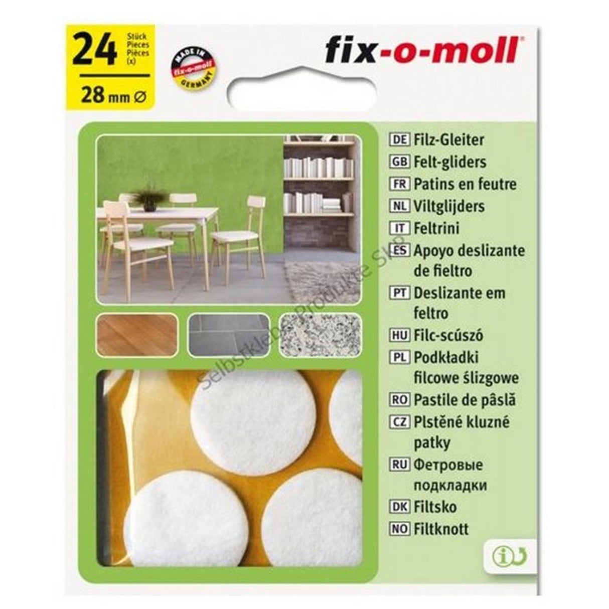 Fix-o-moll filtglider ø28mm hvid