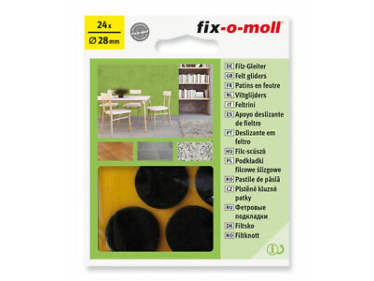 Fix-o-moll filtglider rund 28mm brun 24 stk