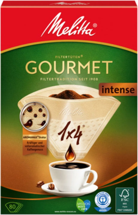 Melitta - papir kaffefiltre 1x4 - gourmet intens - 80 stk