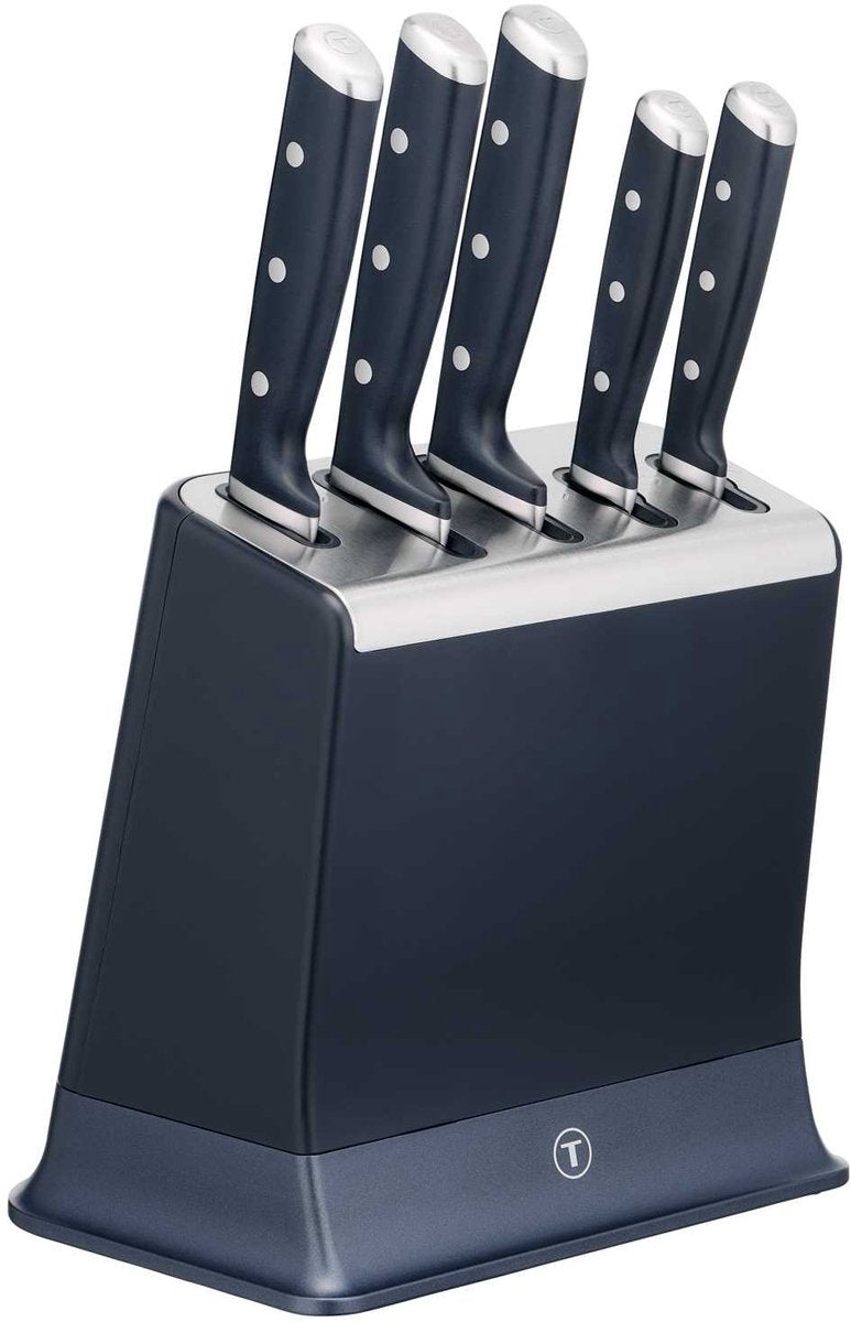 Tefal eversharp k297s644 - knivsæt - 5-delt - knivblok med integreret sliber - selvslibende - rustfrit stål