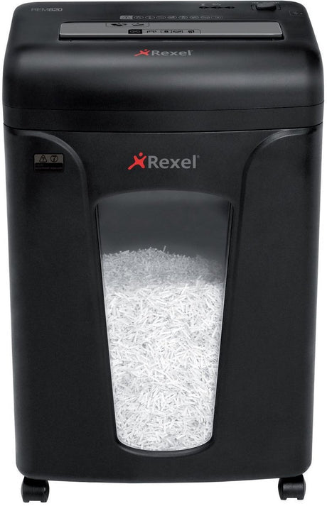 Rexel mercury rem820 papirmakulator - p5 micro makulering - op til 8 ark - 21l - sort