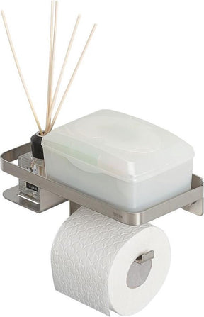 Tiger caddy - toiletrulleholder med hylde 24 cm - børstet rustfrit stål