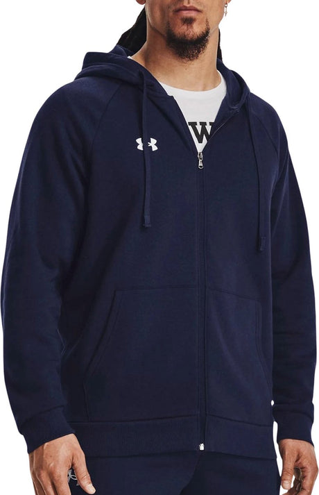 Under Armour UA Rival Fleece FZ Hættetrøje Sportstrøje til mænd - Navy - Hvid