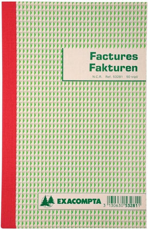 Exacompta-faktura - tosproget - 21 x 13,5 cm - tripli - 2 ringe