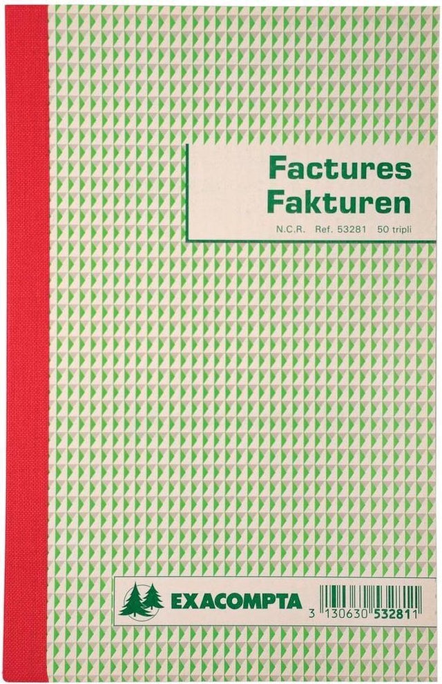 Exacompta-faktura - tosproget - 21 x 13,5 cm - tripli - 2 ringe