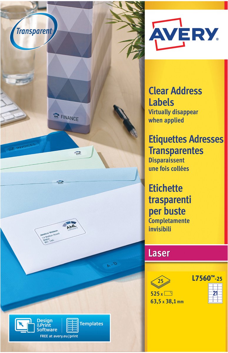 Avery tydelig adresselabel - laser - l7563