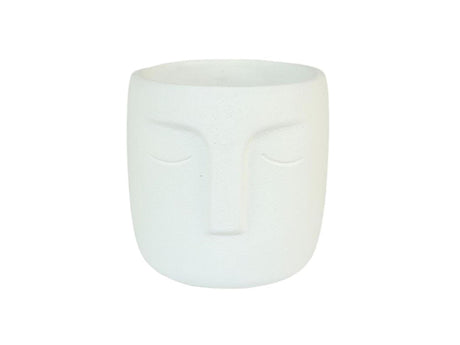 HBx naturlig levende urtepotte dongo med ansigt h14,8cm hvid