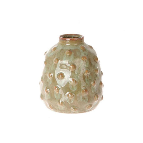 Hbx naturlig levende vase keramik ø10,5xh12cm olivengrøn
