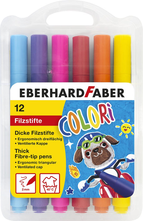 Eberhard faber tuschpenne - jumbo 2mm - 12 farver i etui - ef-551213