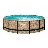 Sommerbølger rammer pool rund - ⌀427 x 107 cm - svømmebassiner - lysebrun - inklusive filterpumpe - poolpumpe - filterpatron - låg - jordklud - stige - vedligeholdelsessæt