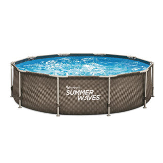 Summer waves swimmingpool aktivt stel 305 x 76 cm mørk dobbelt rattan + filterpumpe