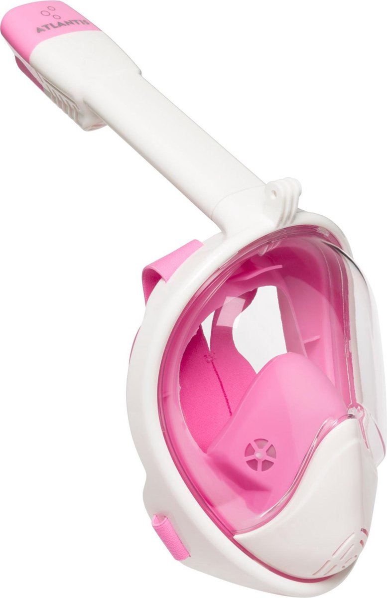 Atlantis snorkelmaske 2.0 - dykkerbriller - snorkel - snorkelsæt - helmaske - voksne - hvid pink - s m