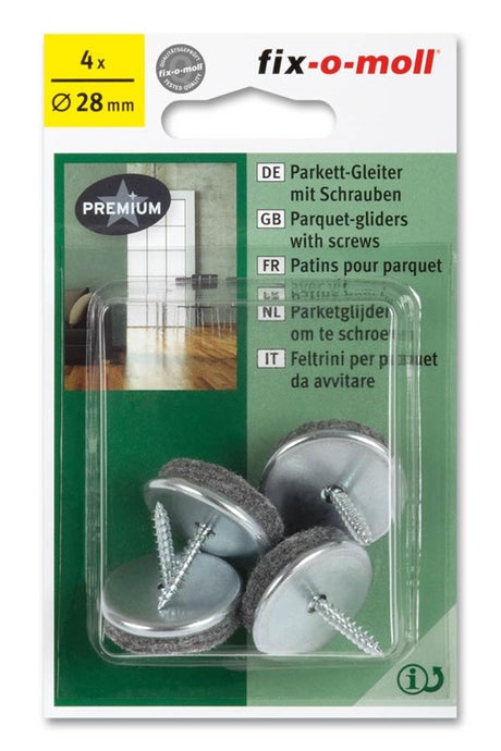 Fix-o-moll parket glider uld rundt 28mm 4 stk