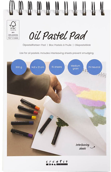 Creativ firmapude til oliepastell, a5, ark 148x210 mm, 300 g, hvid, 15 ark 1 stk.