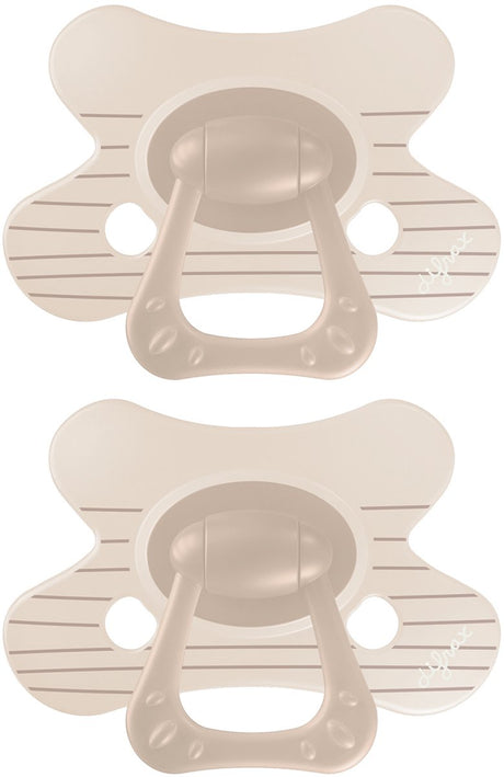 Difrax fopspeen natural - 6 tot 12 maanden - bruine strepen - 2 stuks
