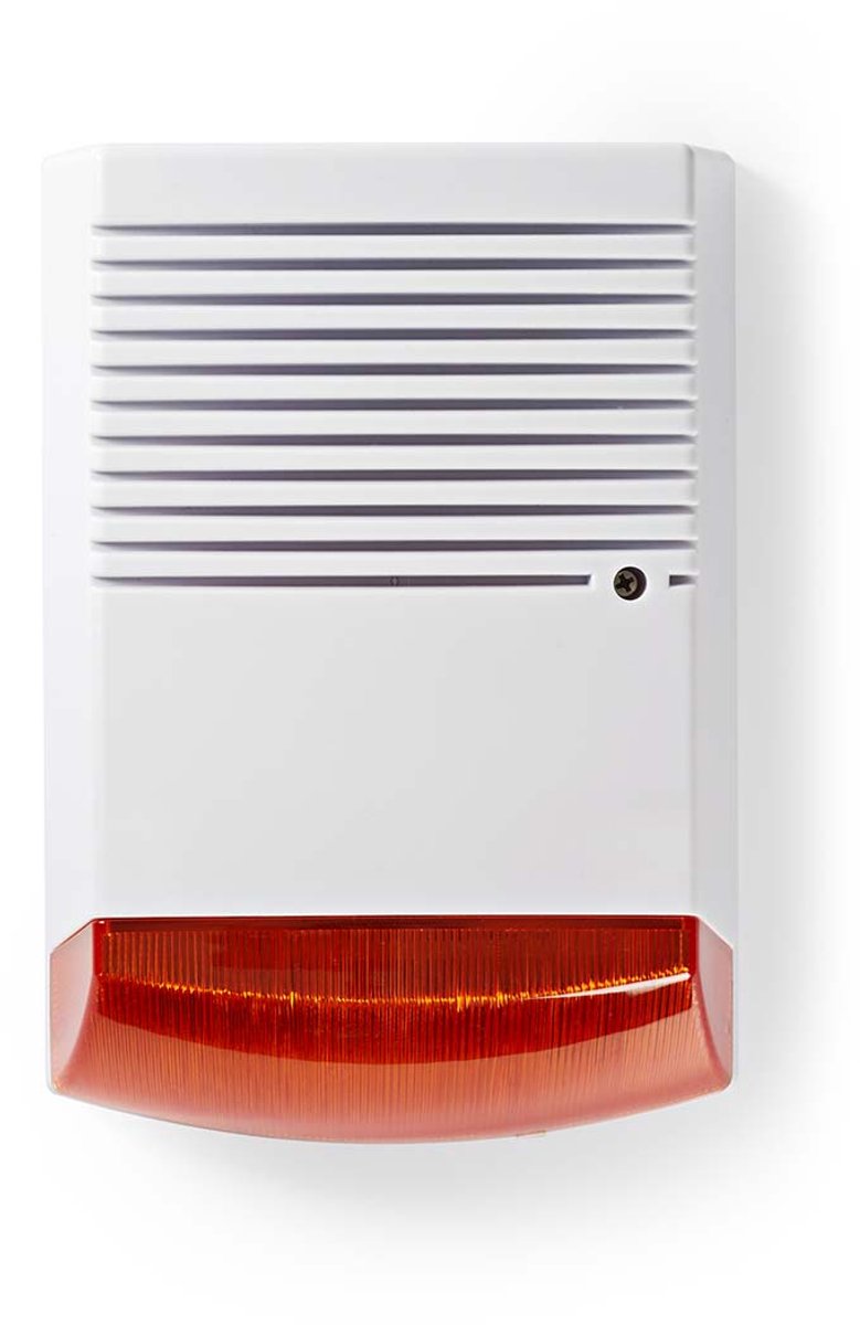 Nedis dummy sikkerhedsalarm - ip44 - batteridrevet - udendørs - orange hvid