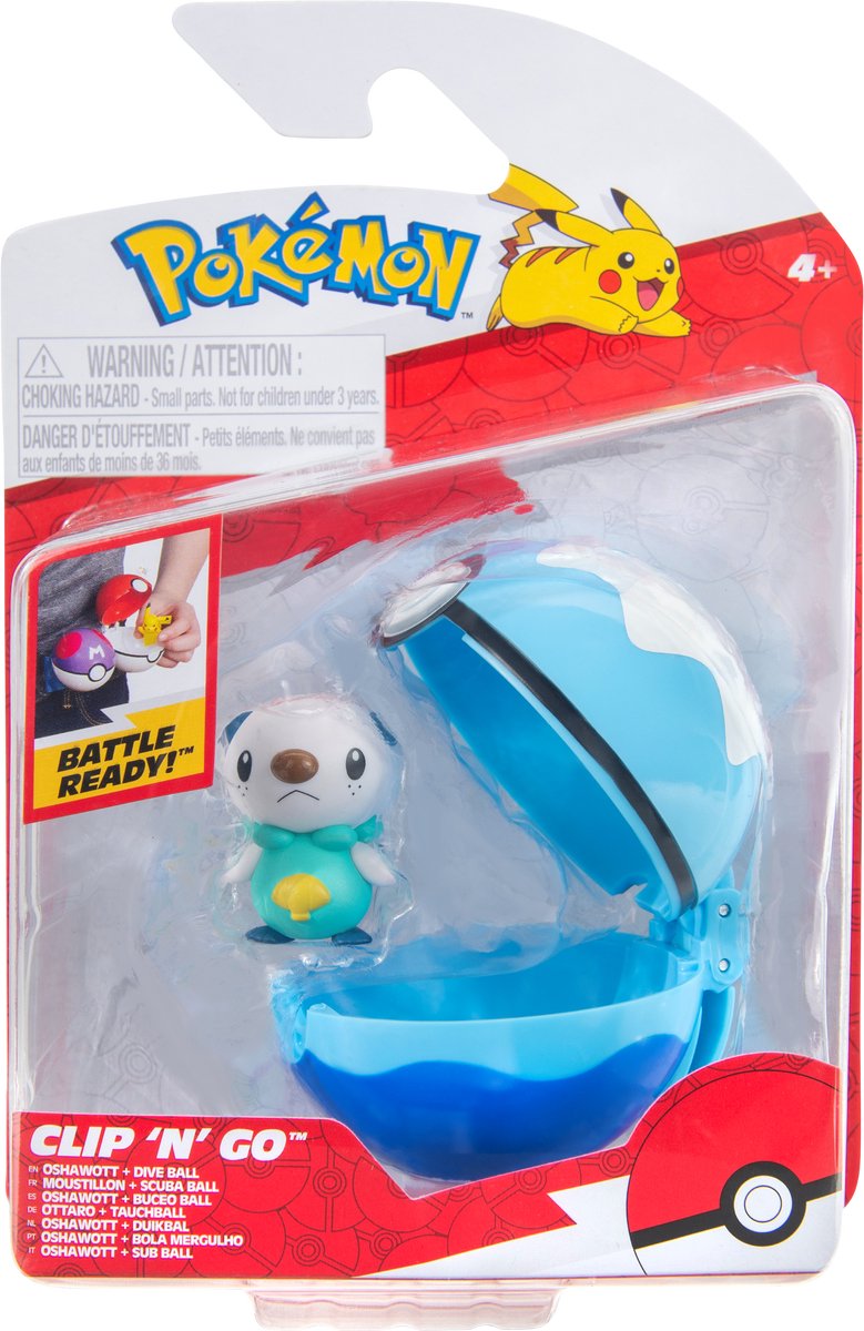 Jazwares pokemon - clip 'n' go oshawott med dykkerbold