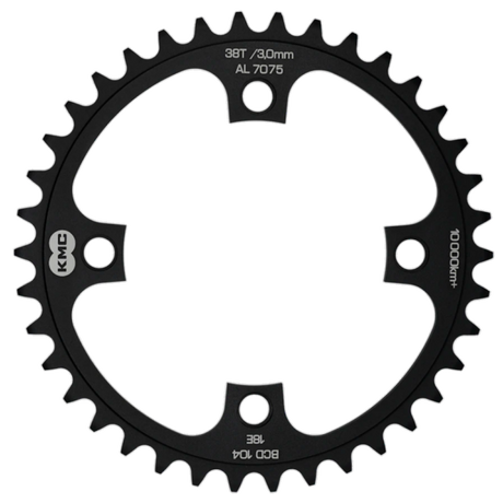 KMC Gear 38T, aluminium 1 2x1 .BCD 104mm. Kæde linje 3,0 mm enkelt hastighed