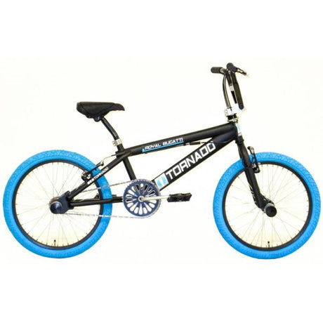 Royal BMX cykel - Bugatti tornado freestyle 20 tommer - mat sort med blå dæk