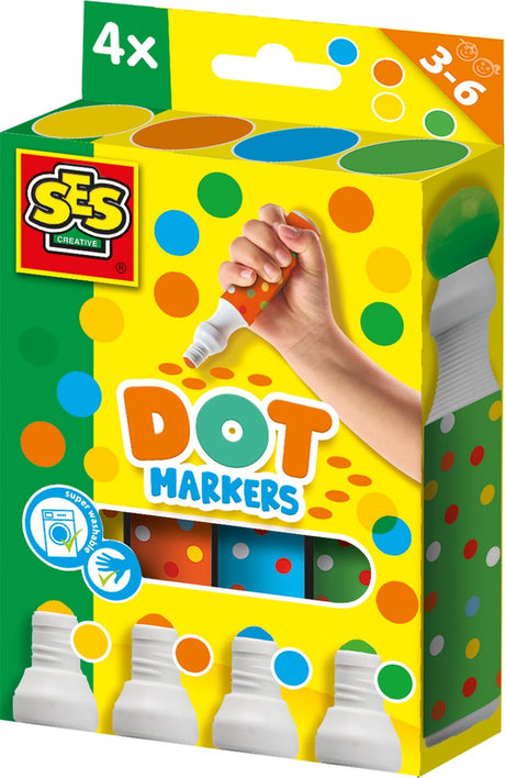 Ses creative 14600 - dot markeringspenne til børn - lav dot art - 4 xxl dot penne - lav store prikker