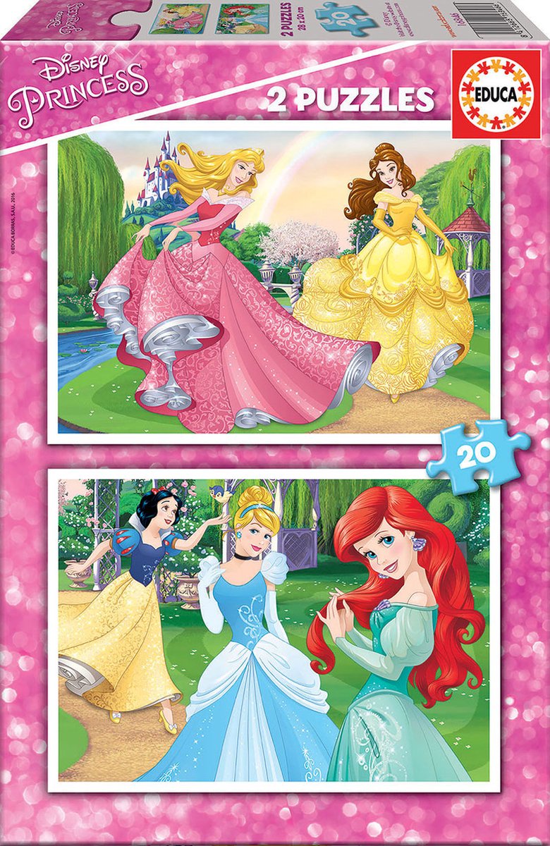 Educa puslespil - 2x20 brikker Disney prinsesse