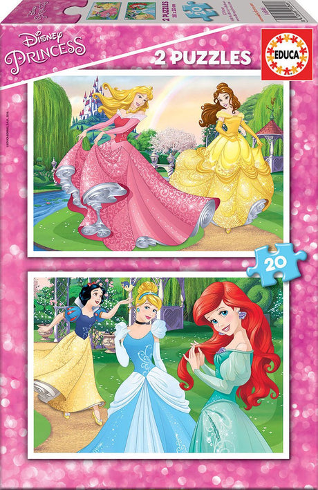 Educa puslespil - 2x20 brikker Disney prinsesse