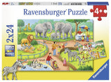 Ravensburger puslespil en dag i zoologisk have - 2x24 brikker - børnepuslespil