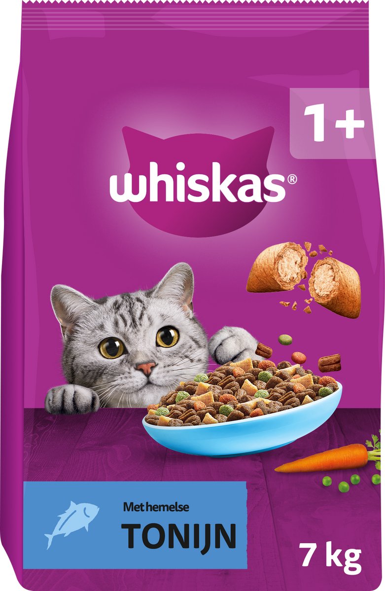 Whiskas kattefoder - voksen 1+ - tun - pose 7kg