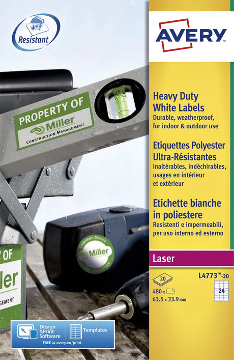 Umærkede sans marque avery hvide kraftige etiketter - laser - l4773