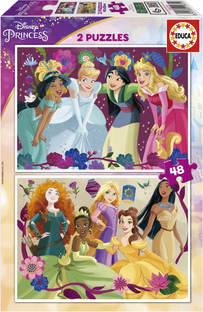 Educa - puslespil - 2 x 48 brikker - disney prinsesse