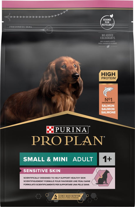 Pro plan lille mini voksen følsom hud - tør hundefoder - laks - 3 kg