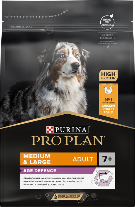 Pro plan medium stor voksen 7+ (senior) alder forsvar - tør hundefoder - kylling - 3 kg