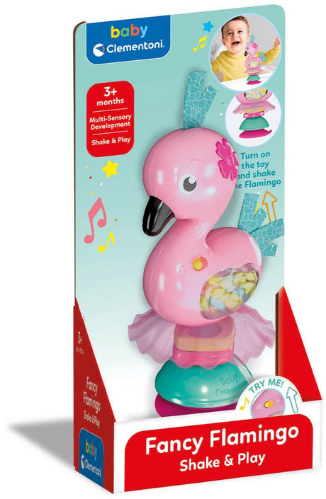 Clementoni baby shake og lege flamingo med lyd og sugekop