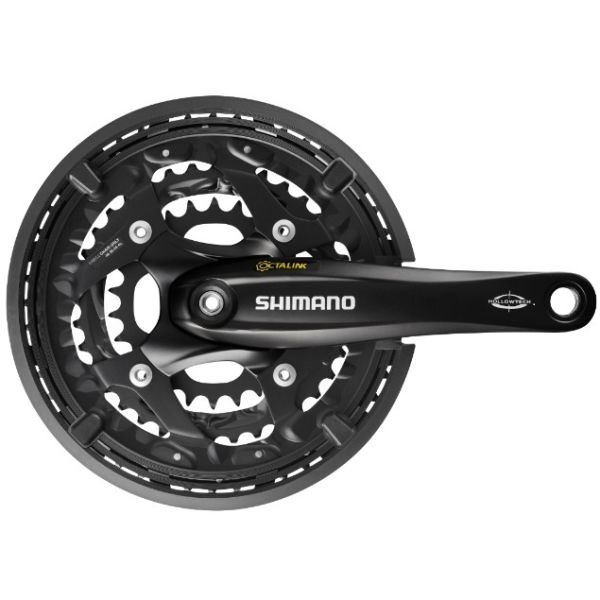Shimano kranksæt 3 x 10 speed trekking FC-T521 med 175 mm krankarm 48-36-26t octalink - sort