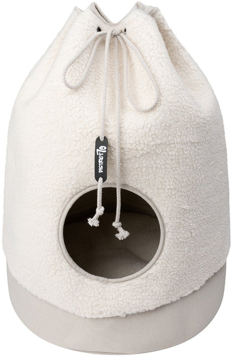 District 70 casa teddy - trendy kattenhuis van superzachte stof - afmetingen 45 x 45 x 60 cm - cream