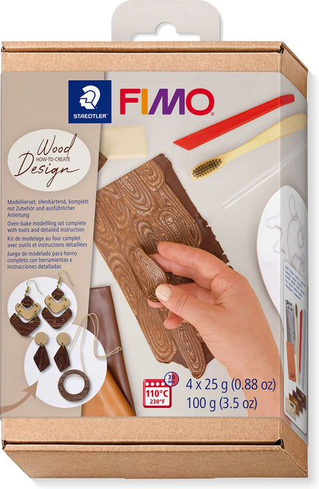Fimo - ovnhærdende modellervoks - hvordan-skabes-sæt - træ-effekt