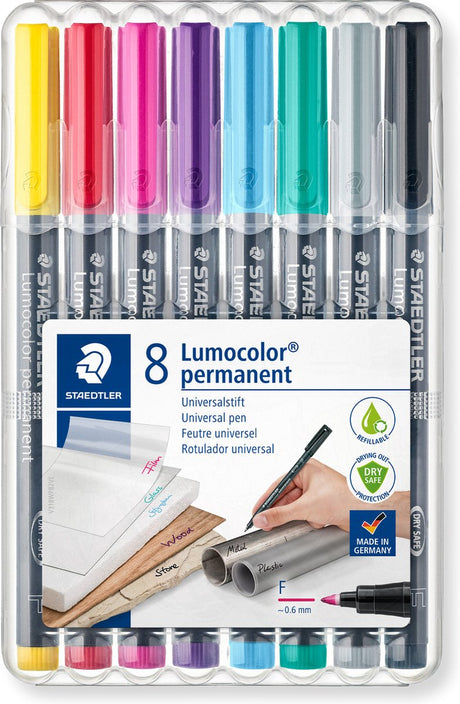 Staedtler lumocolor permanent pen f 318 - æske med 8 farver