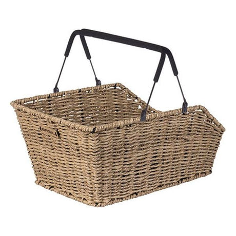Basil Cento Rattan Look Mik - Bicycle Basket - På bagsiden - inklusive Mik System - Brown