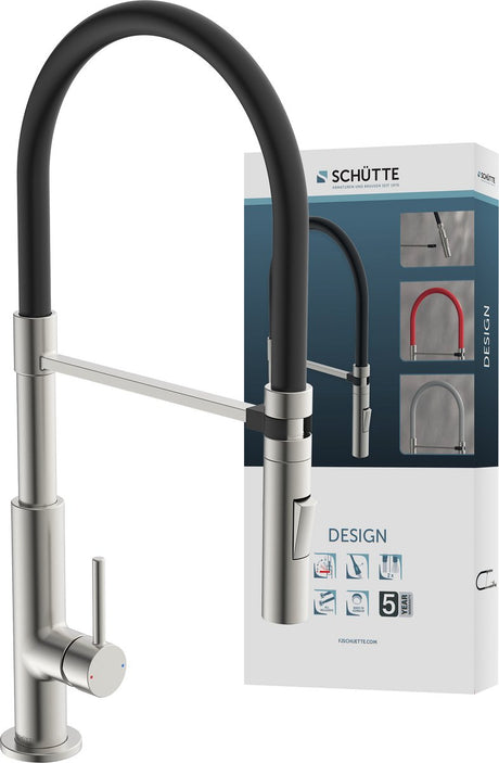 Schütte design køkkenarmatur - blandingsbatteri - rustfrit stål ser sort ud - rustfrit stål ser rødt ud - rustfrit stål ser gråt ud