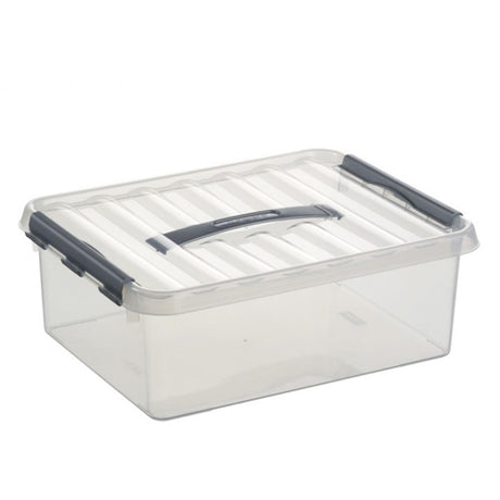 Sunware q-line opbevaringsboks stor gennemsigtig 12 liter 30x40x14cm a4 bundstørrelse