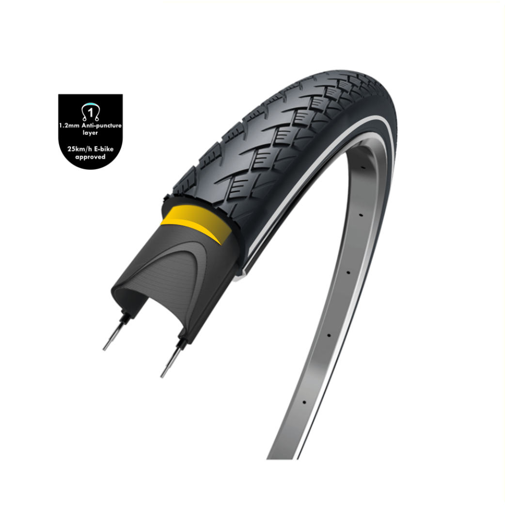 Wolff Metro Elite (1,2 mm anti-leaky lag), sort med refleksion, 26x1,75, ETRO 47-559,
