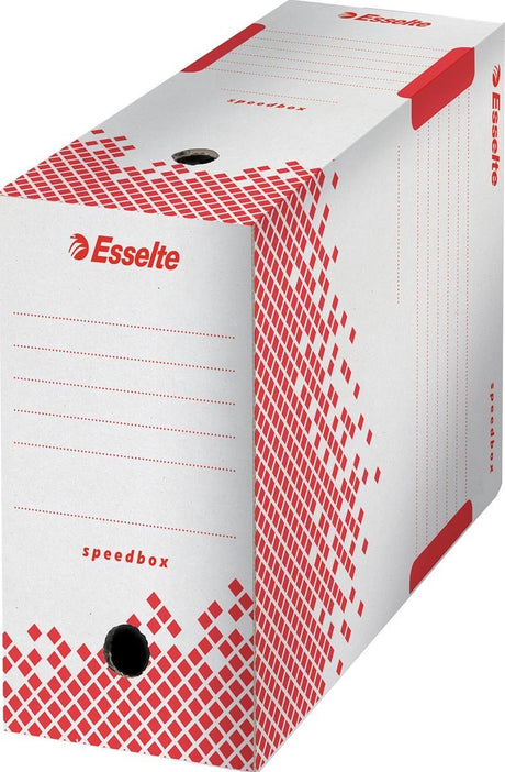 Esselte 25 x speedbox 15 bæredygtig arkivboks - 15x25x35cm - a4 - 100% genanvendelig - rød hvid
