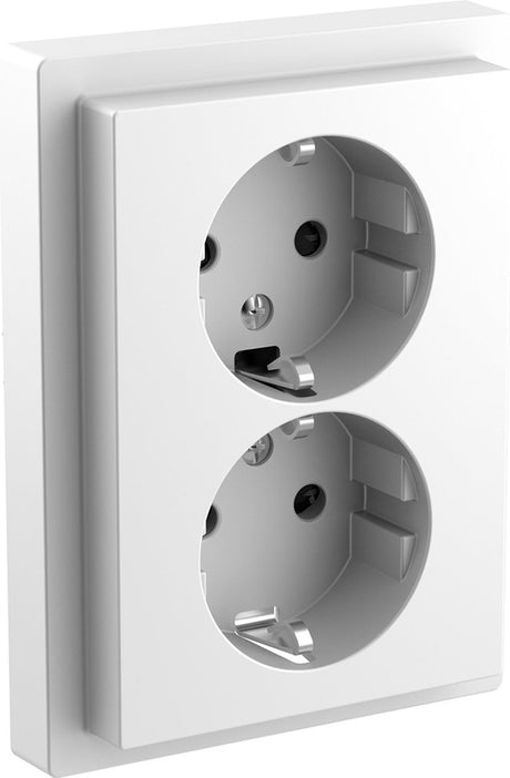 Schneider Electric dobbelt stikkontakt - indbygget - jordet - 2v - lodret - sikkerhed - lotus hvid - d-life - - mtn2420-6535