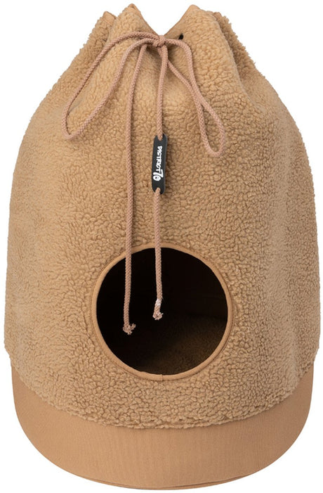 District 70 casa teddy - trendy kattenhuis van superzachte stof - afmetingen 45 x 45 x 60 cm - mokka
